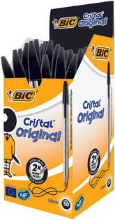 ✅ BOLIGRAFO BIC CRISTAL NEGRO - CAJA DE 50 UNIDADES